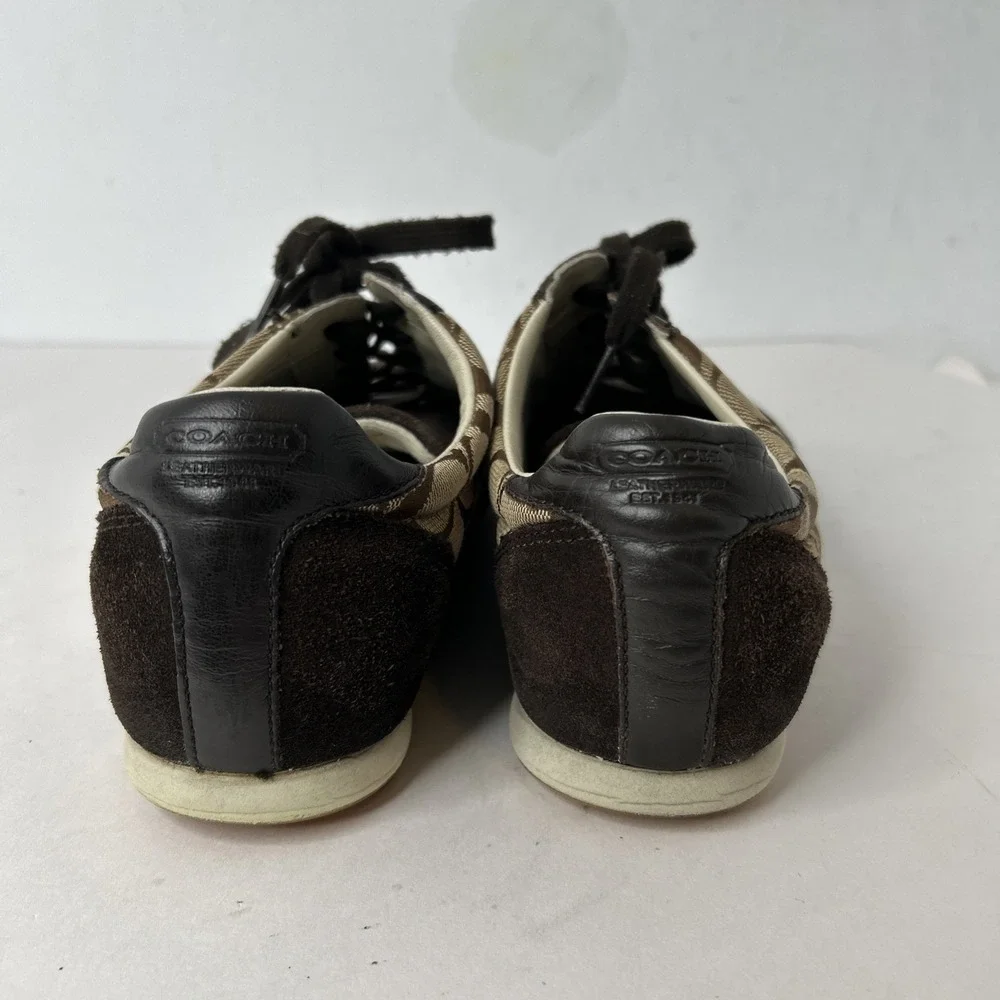 Coach Signature Joss Women's Size 9M Sneaker Shoes Suede Jacquard Monogram Brown